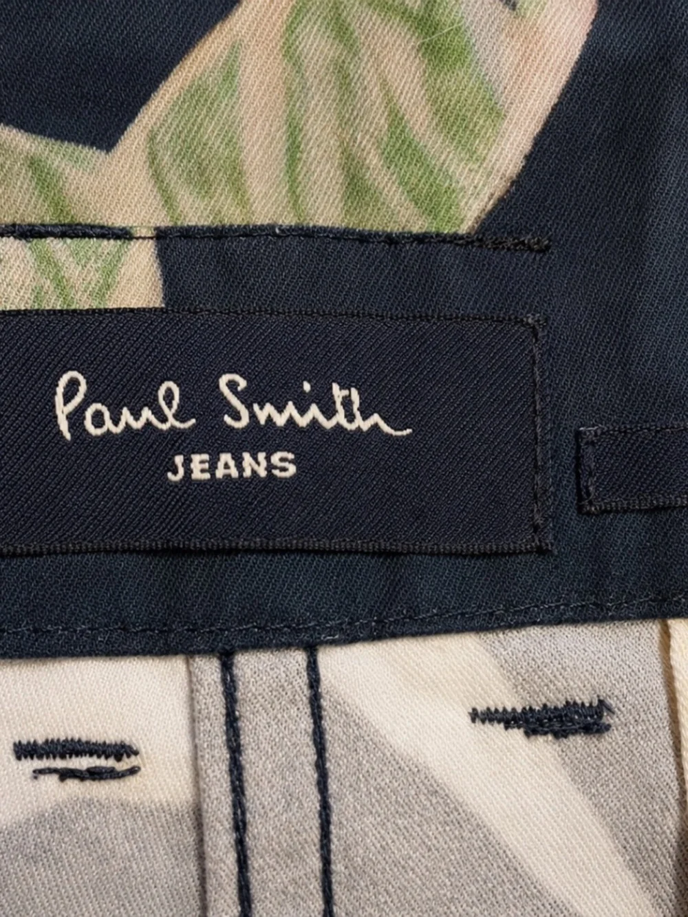 Paul Smith Jeans Floral Botanical Print Cotton Pants Navy SIZE 34 30 Inseam